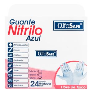 Guante Exam.Nitrilo Azul Alfa T.L 24 Uds