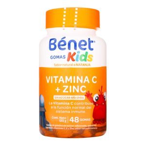Gomas Kids Benet Vit C+Zinc 48 Uds (Sabor Natural Naranja)
