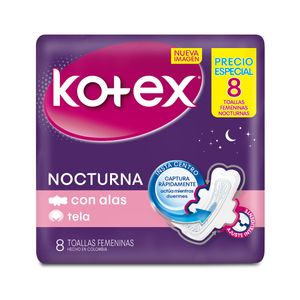 Toa.Kotex Nocturna Tela X 8 Und P.E