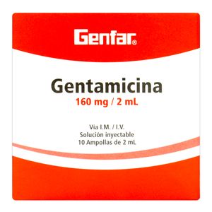 Gentamicina 160 Mg/2 Ml X 10 Ampollas