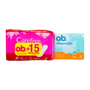 Tampones 0.B Original Super X 8 Uni + 15 Protecto Carefree X 15 Uni