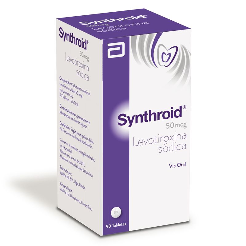Synthroid-50Mcg--Levotiroxina--Pote-X-90Tab.Lf