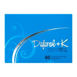 Deferol + K Vitamina D3 2000 Ui + Vitamina K2 150 Mcg X 60 Capsulas
