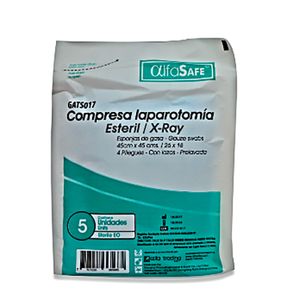 Compresa Laparotomia Esteril Alfasafe X-Ra Y X6 Ply (45X45Cm9 X 5 Und
