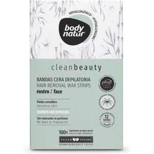 Bandas Cera Depilatoria Clean Beauty Rostro Con Bambu T Spirulina + 2 Toallas