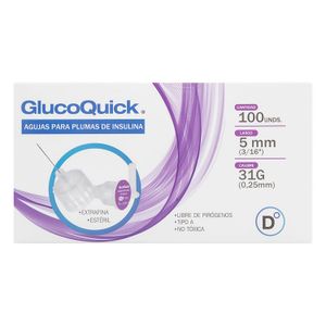 Aguja Pluma Insulina 6Mm X 31G Cajax100 Glucoquick