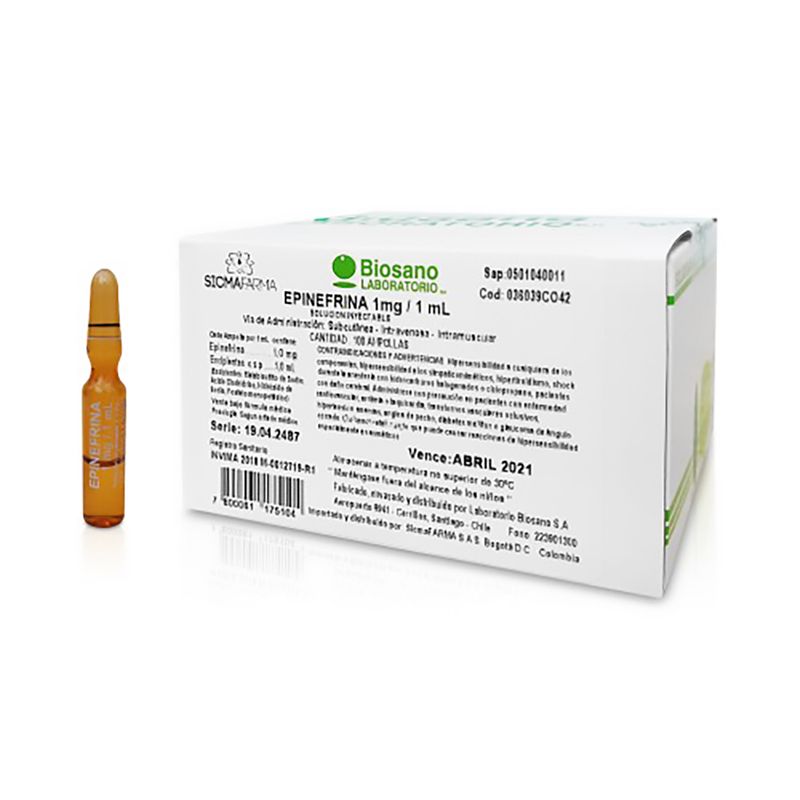 Epinefrina-1Mg-1Ml-Ampolla-Lab.Biosano