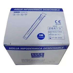 Aguja Hipodermica 21G X 1 1/2 40299 Life Care Dm