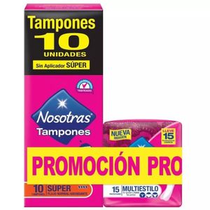 Tampon. Nosotras Super X 10Uds+15Prt.Pf