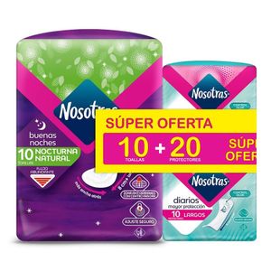 Nosotras Toallas Hig.Buenas Noches 10Ud+Pro.Lar.20Ud