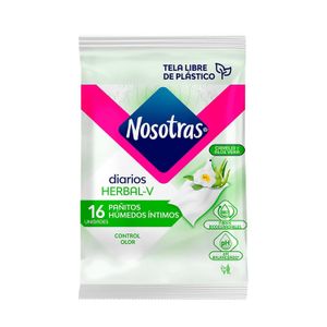 Nosotras Diarios Herbal-V 16 Pañitos Humedos