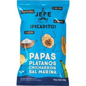 El Jefe Papas-Platano-Chicharon-Chile-Sal Marina (Rojo) X 60G