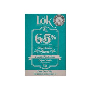 Barra de Chocolate Lokcon Stevia 65% X 70 G