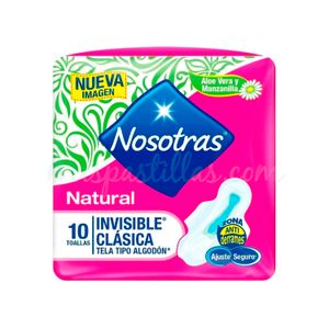 Toallas Nosotras Natural Invisible Clasica 10 Toa