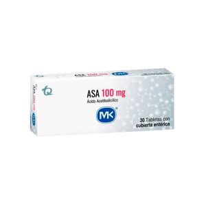 Asa (Acido Acetilsalicilico) 100 Mg X 30 Tabletas Cubierta Enterica Mk