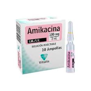 Amikacina 100 Mg/2 Ml X 10 Ampollas Vitalis